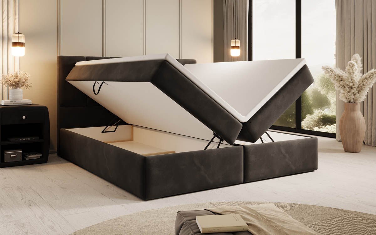 Lit boxspring Aurelia Velours avec espace de rangement
