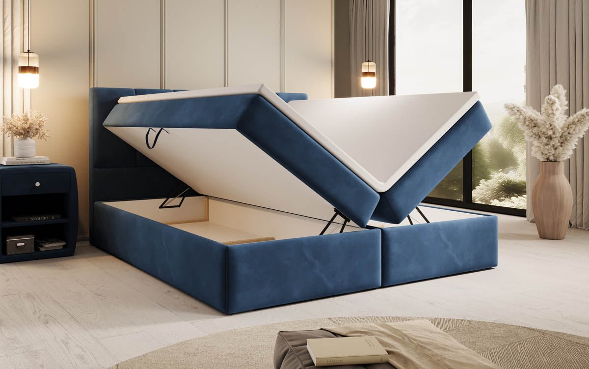 Lit boxspring Aurelia Velours avec espace de rangement