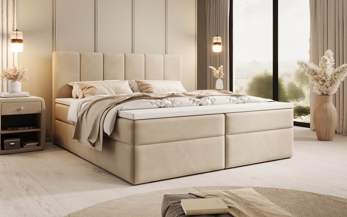 Lit boxspring Aurelia Velours avec espace de rangement