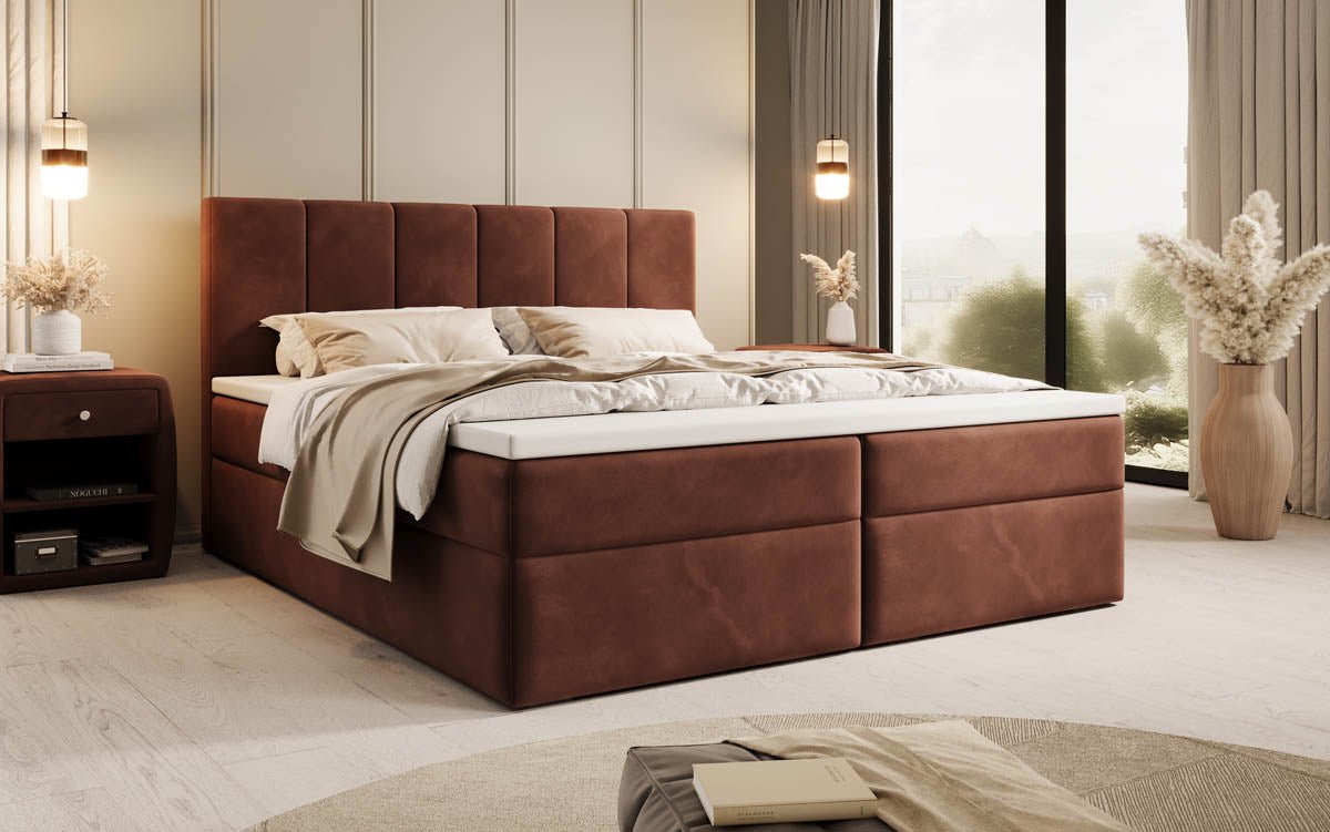 Lit boxspring Aurelia Velours avec espace de rangement
