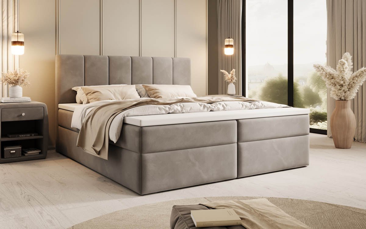 Lit boxspring Aurelia Velours avec espace de rangement