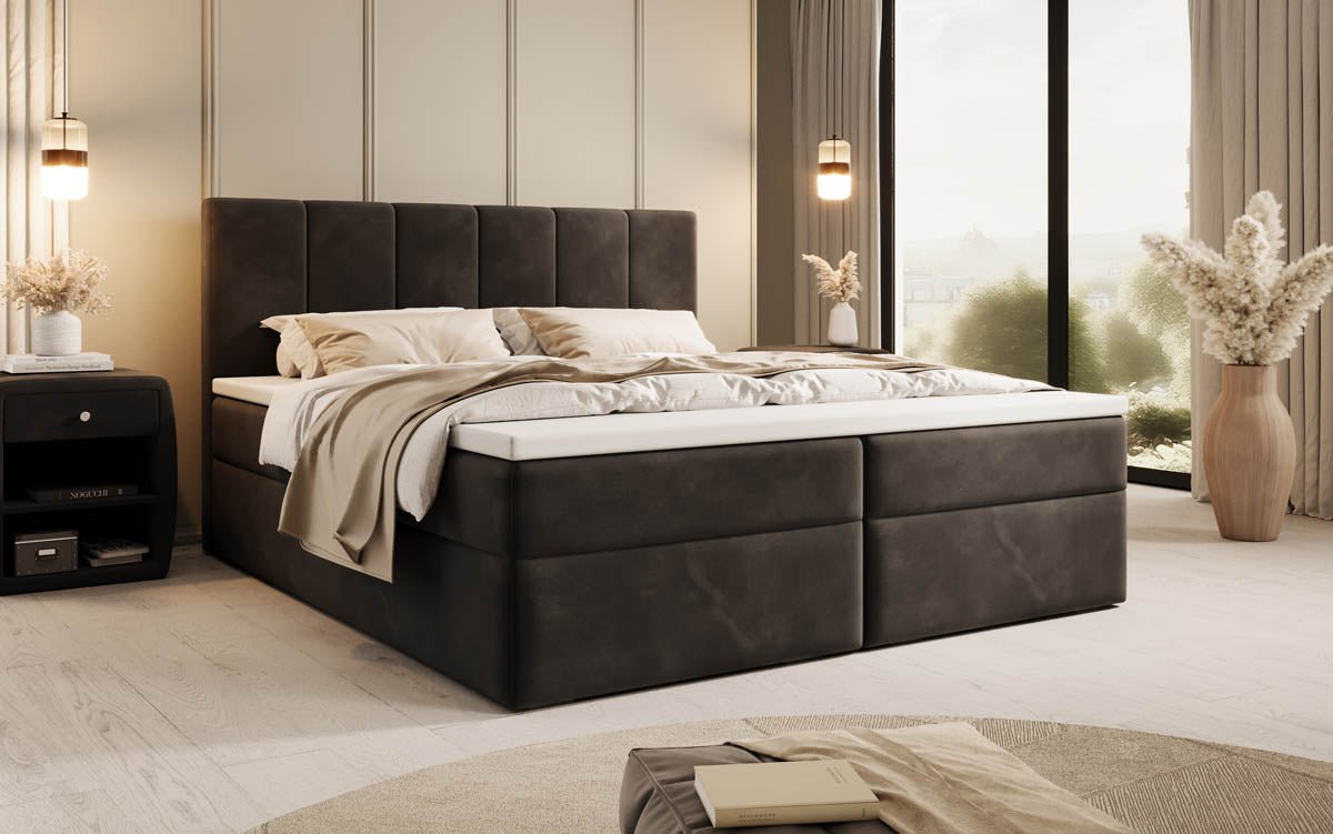 Lit boxspring Aurelia Velours avec espace de rangement