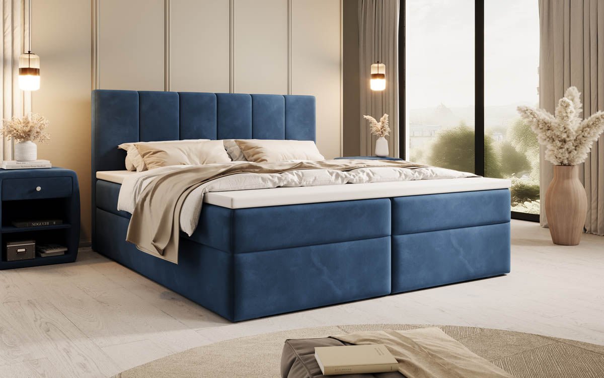 Lit boxspring Aurelia Velours avec espace de rangement