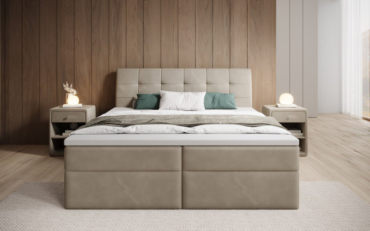 Amalia Velvet Box Spring Bed with Storage
