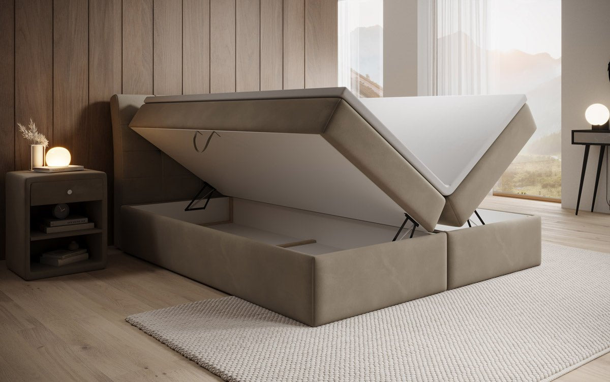Amalia Velvet Box Spring Bed with Storage