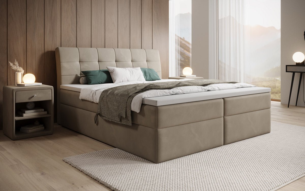 Amalia Velvet Box Spring Bed with Storage