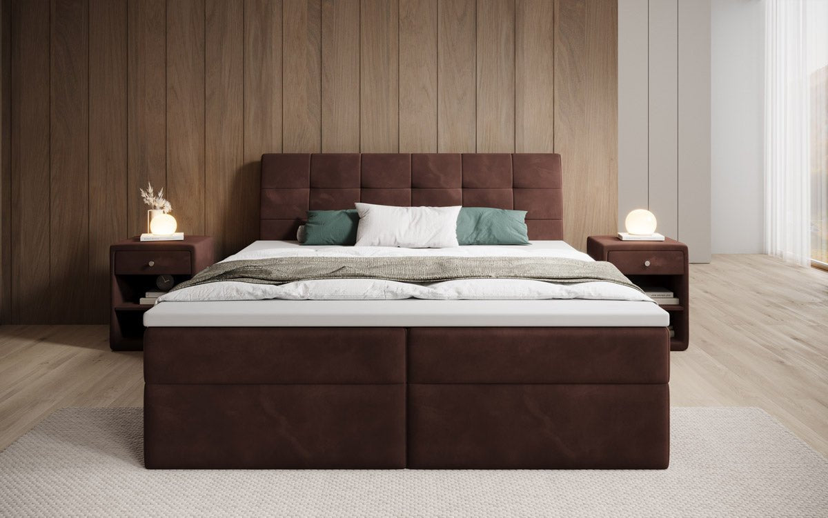 Amalia Velvet Box Spring Bed with Storage