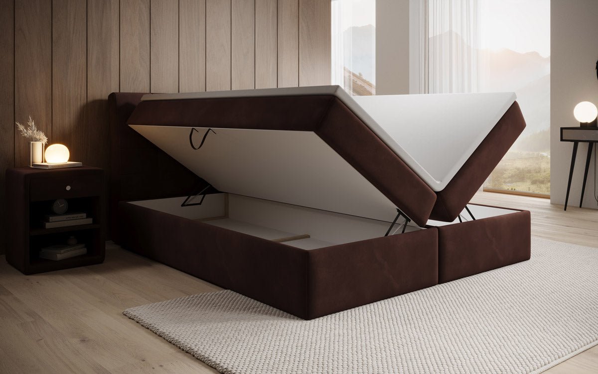 Amalia Velvet Box Spring Bed with Storage