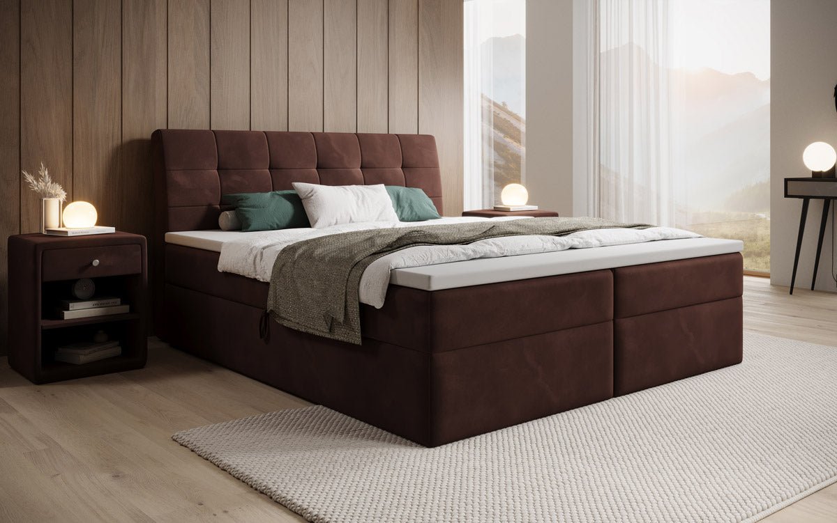 Amalia Velvet Box Spring Bed with Storage