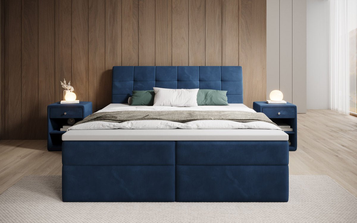 Amalia Velvet Box Spring Bed with Storage