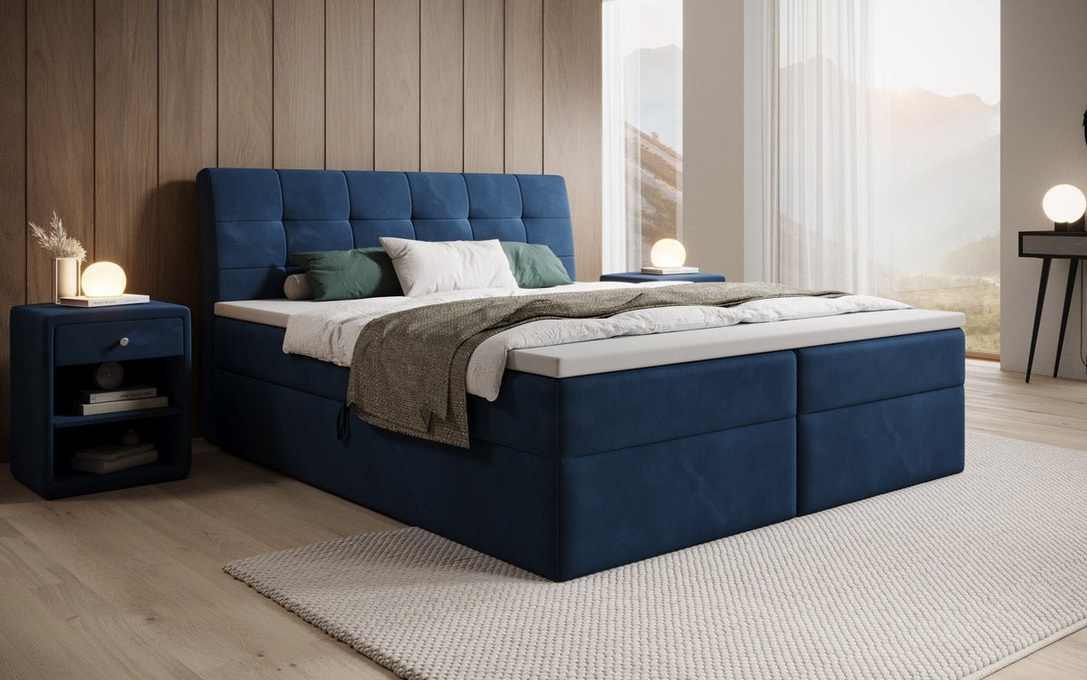 Amalia Velvet Box Spring Bed with Storage