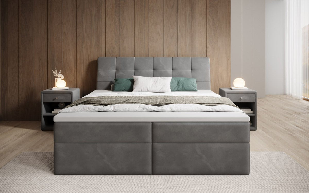Amalia Velvet Box Spring Bed with Storage