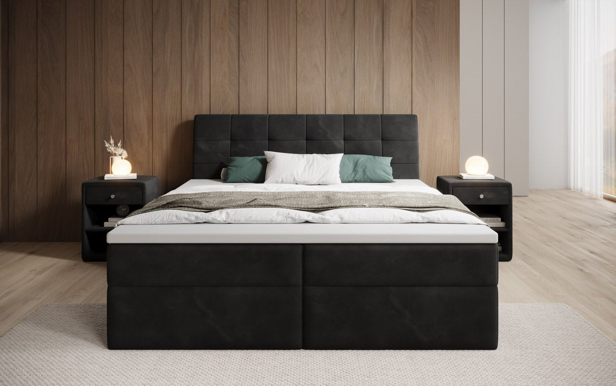 Amalia Velvet Box Spring Bed with Storage
