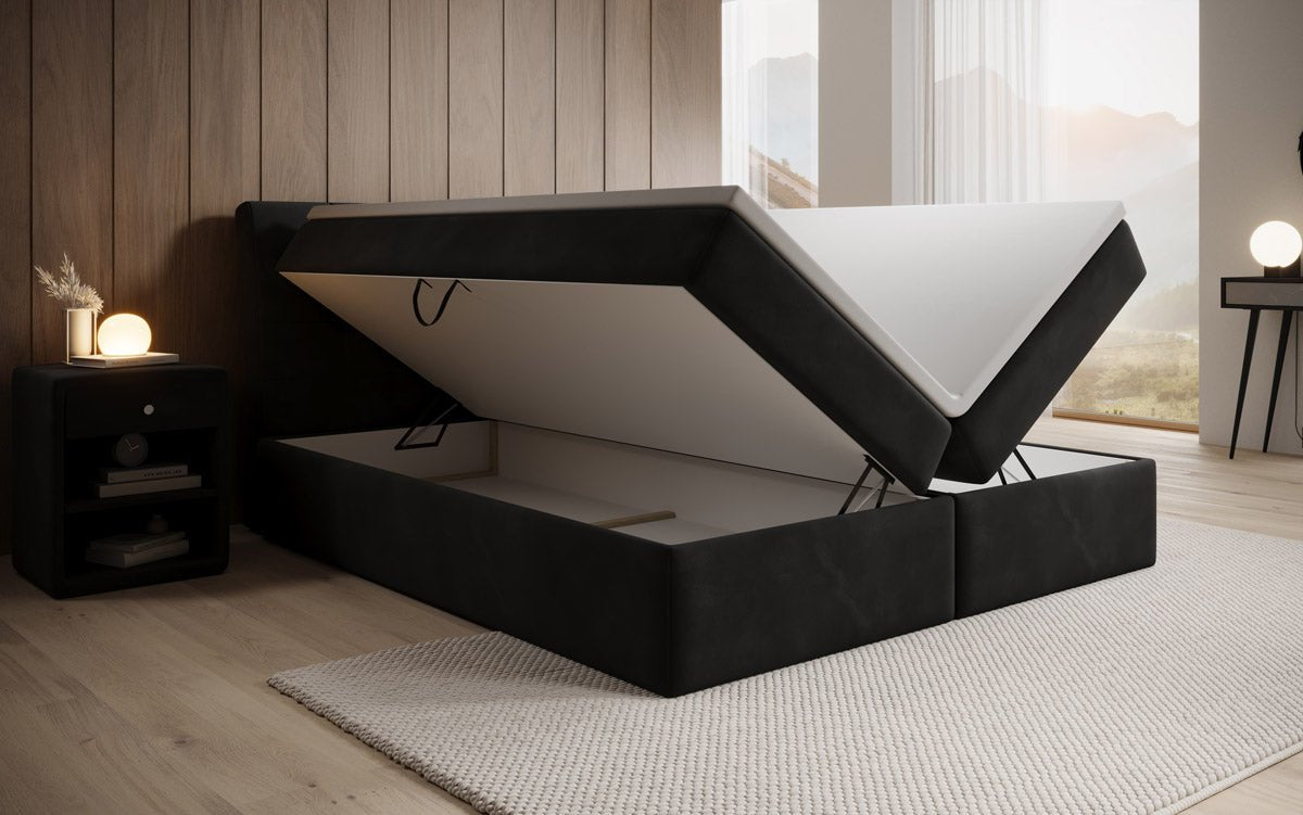 Amalia Velvet Box Spring Bed with Storage
