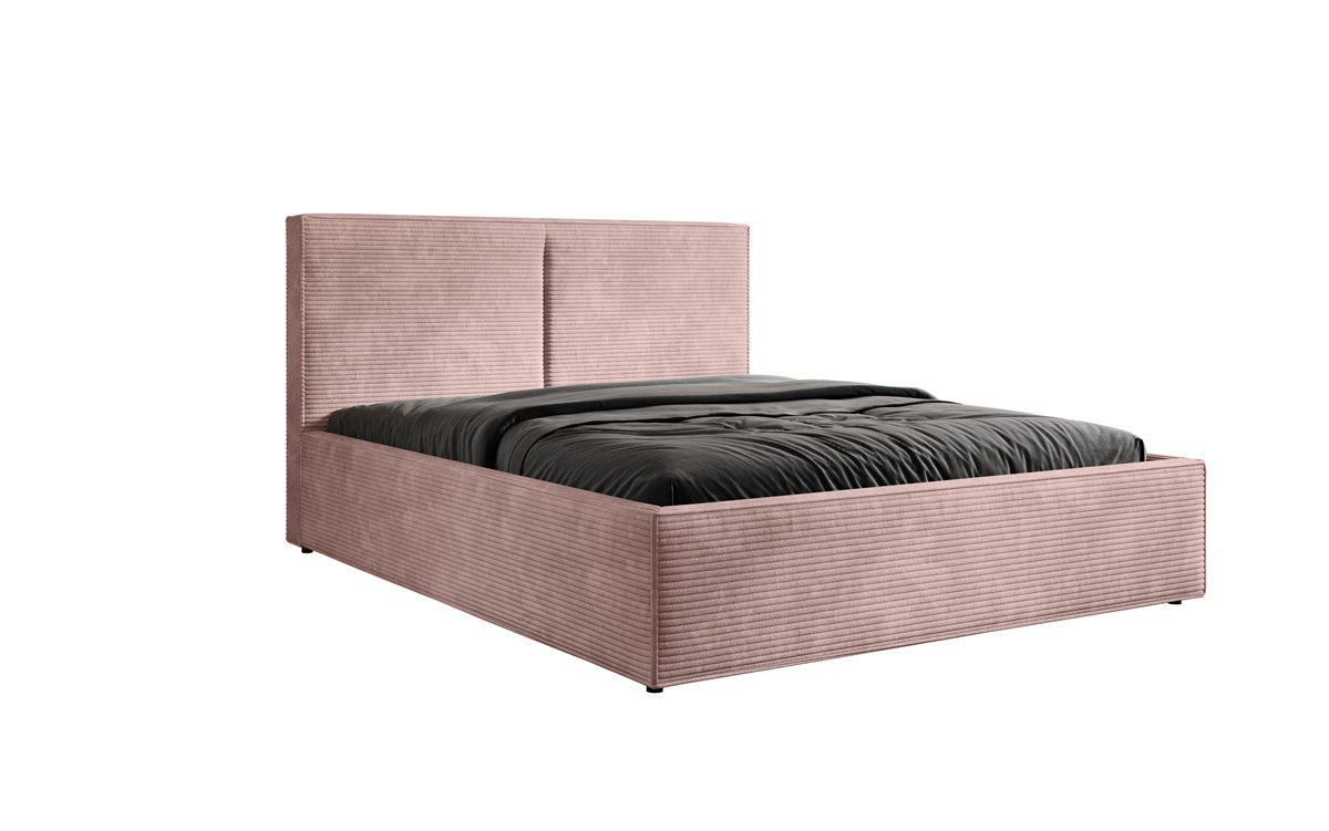 Lit capitonné designer Elara en Côtelé avec espace de rangement