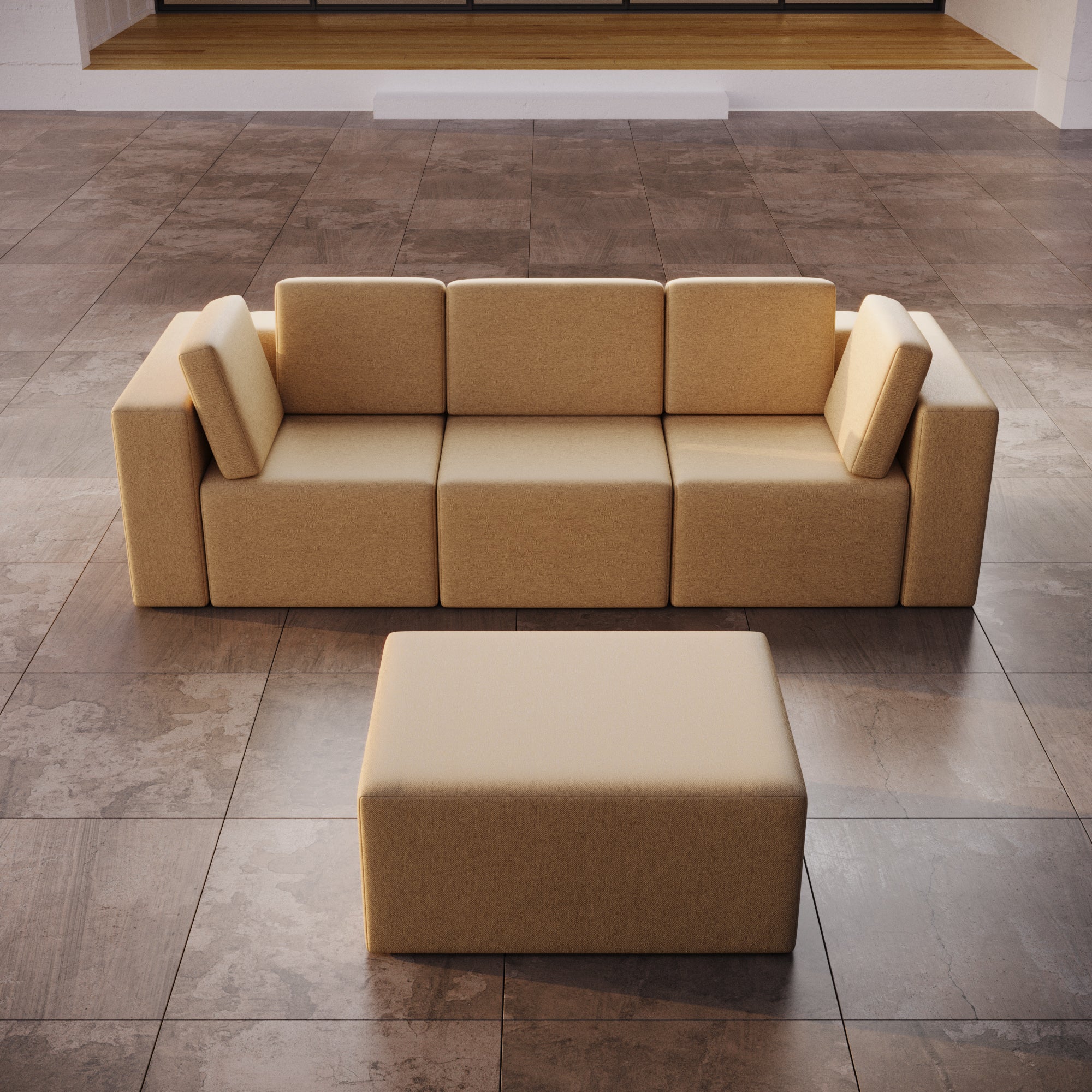 Sofa de jardin modulaire Eden 3 places avec pouf assorti