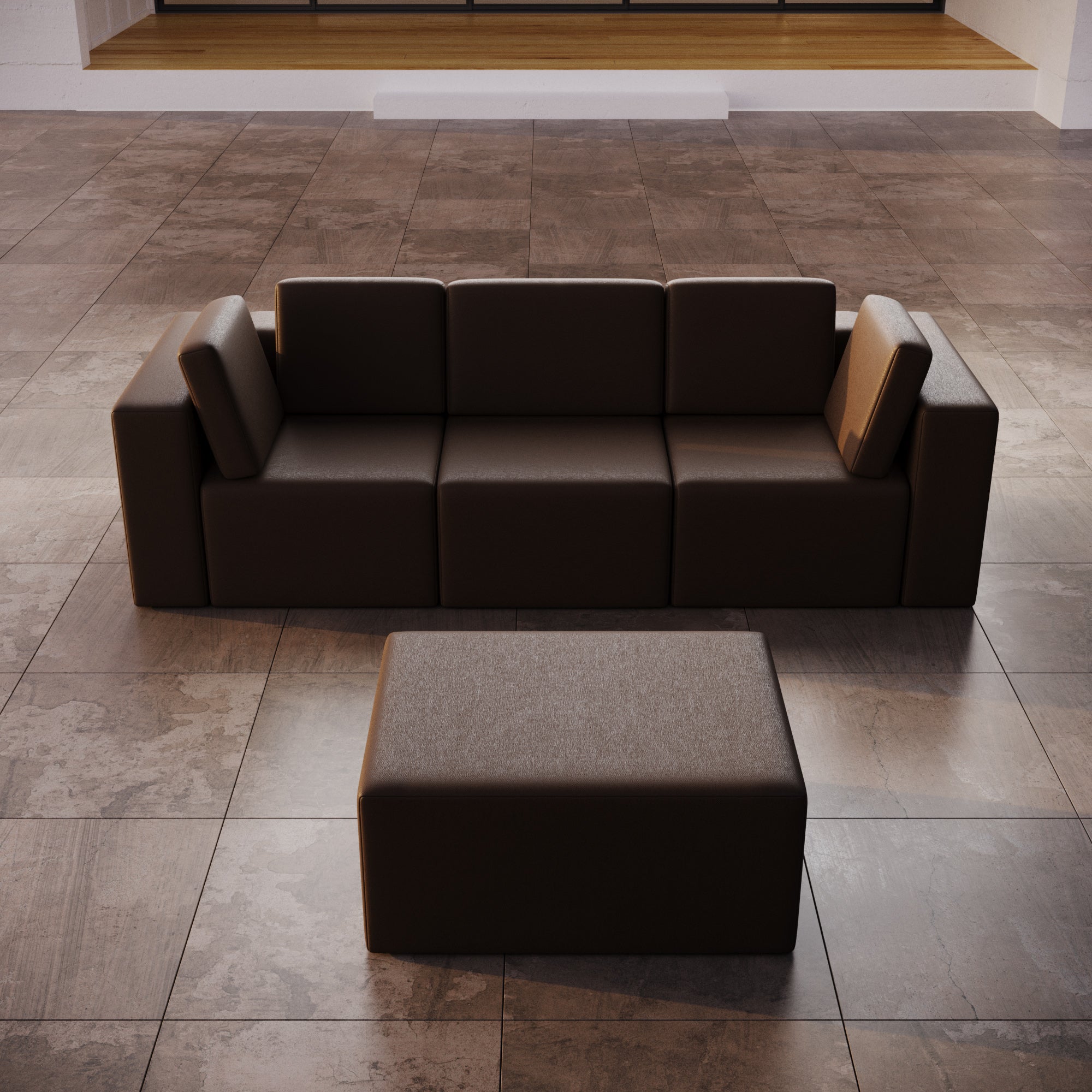 Sofa de jardin modulaire Eden 3 places avec pouf assorti