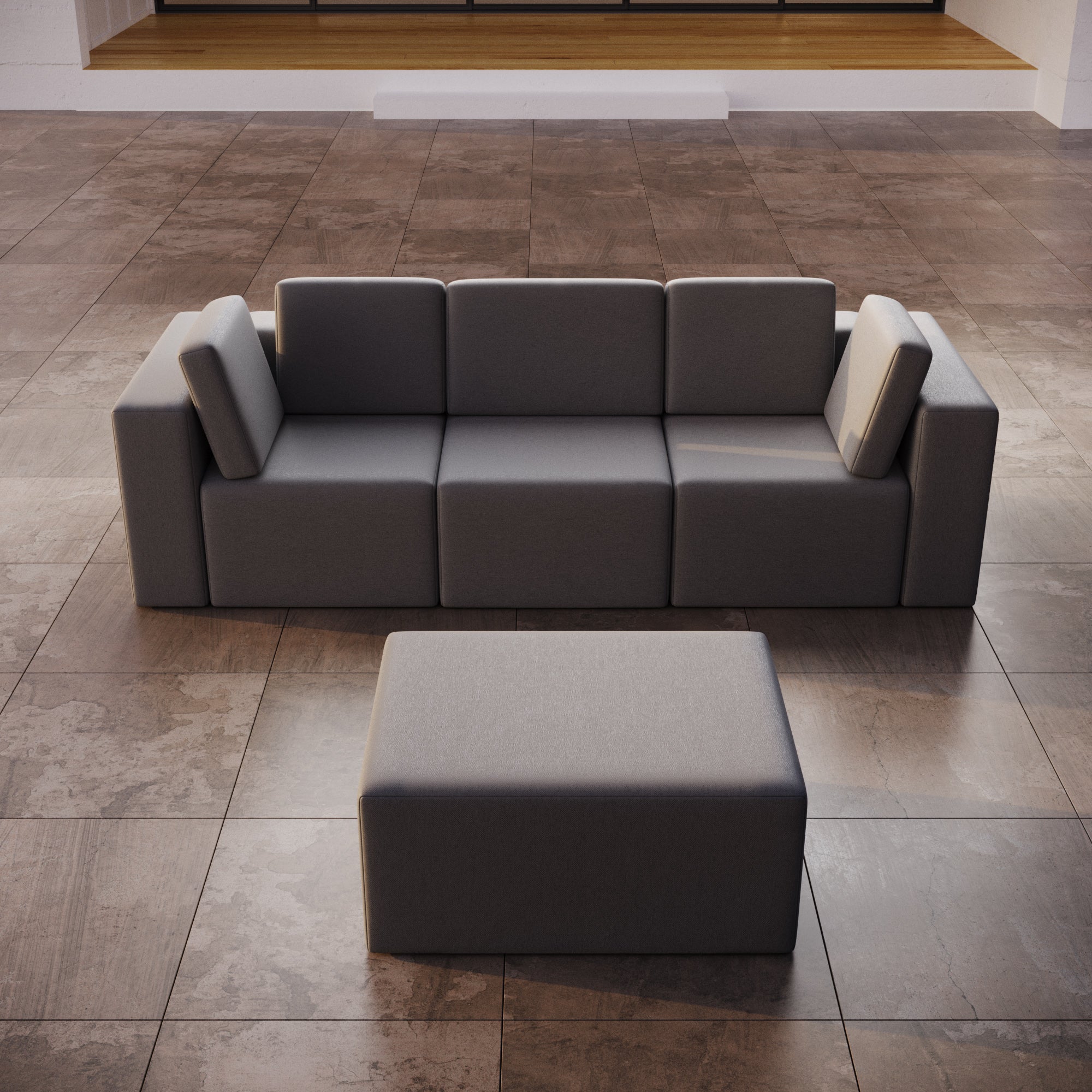 Sofa de jardin modulaire Eden 3 places avec pouf assorti