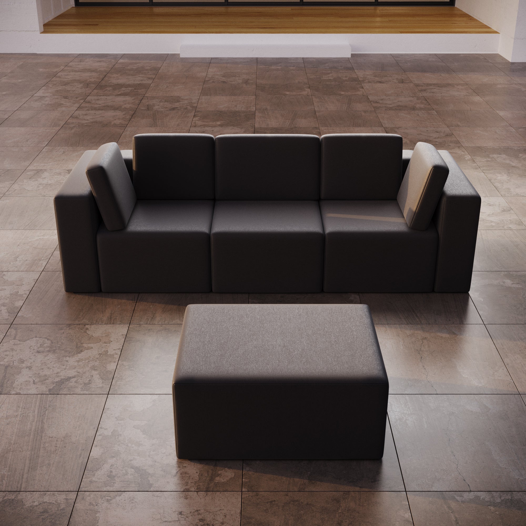Sofa de jardin modulaire Eden 3 places avec pouf assorti