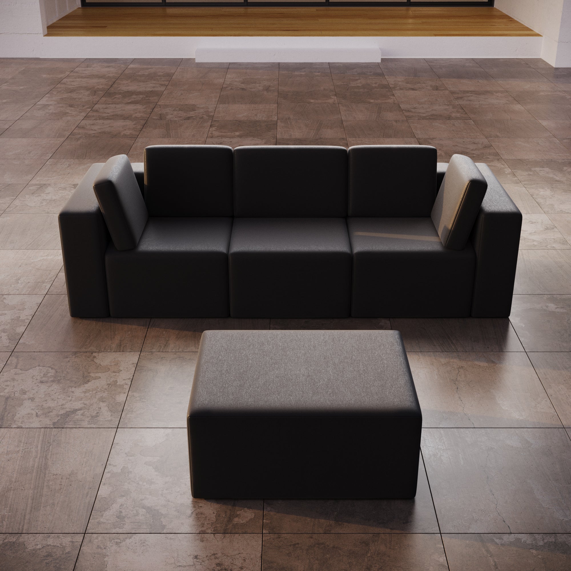 Sofa de jardin modulaire Eden 3 places avec pouf assorti