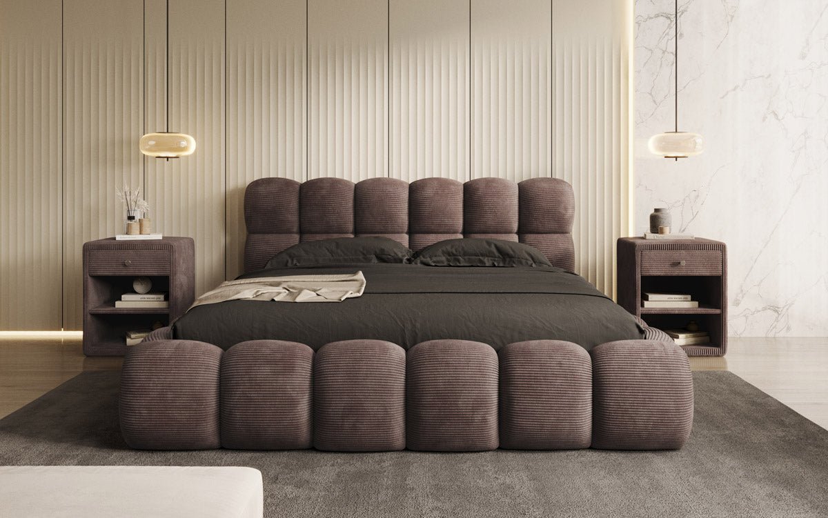 Designer Polsterbett Boston Ribstof met opbergruimte