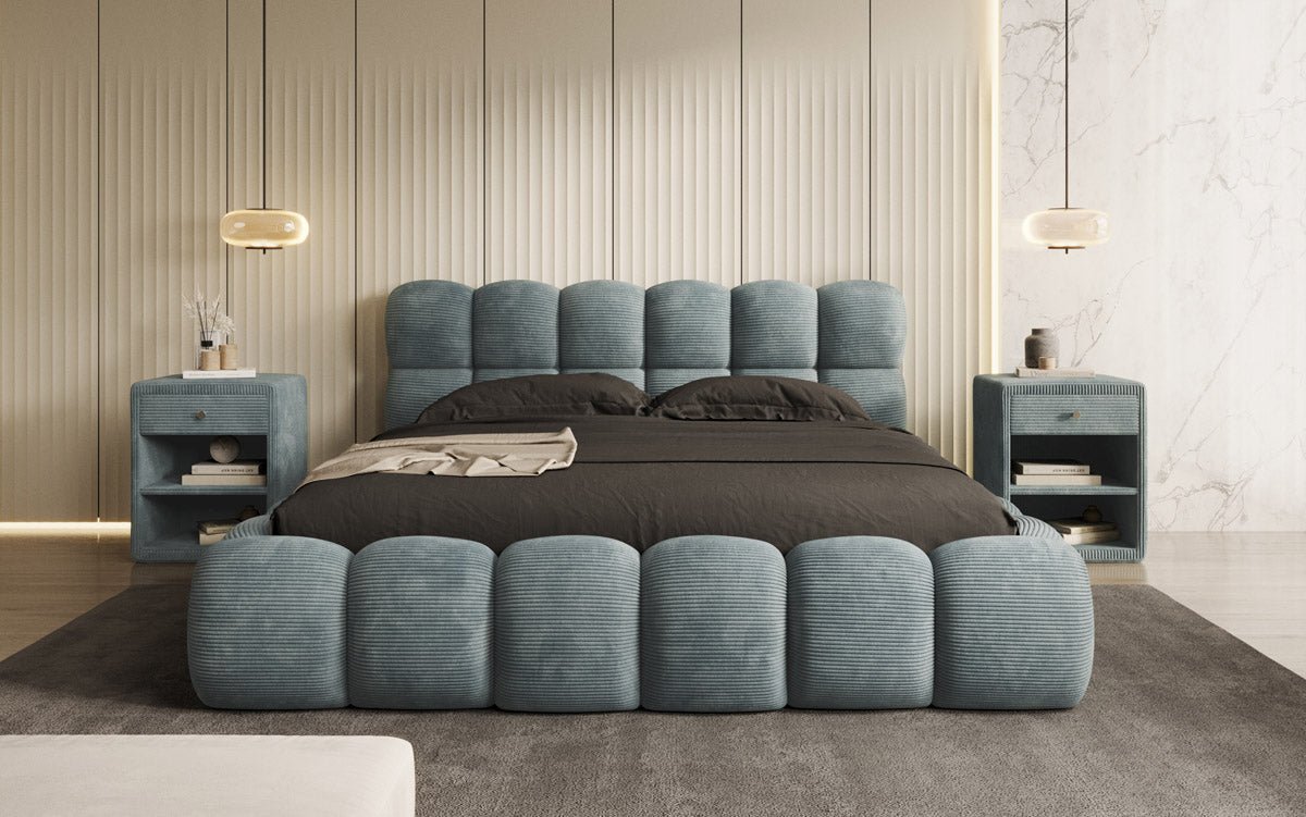 Designer Polsterbett Boston Ribstof met opbergruimte