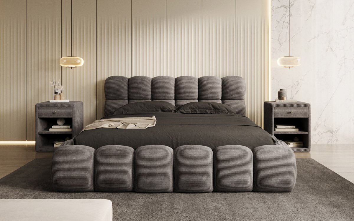 Designer Polsterbett Boston Ribstof met opbergruimte
