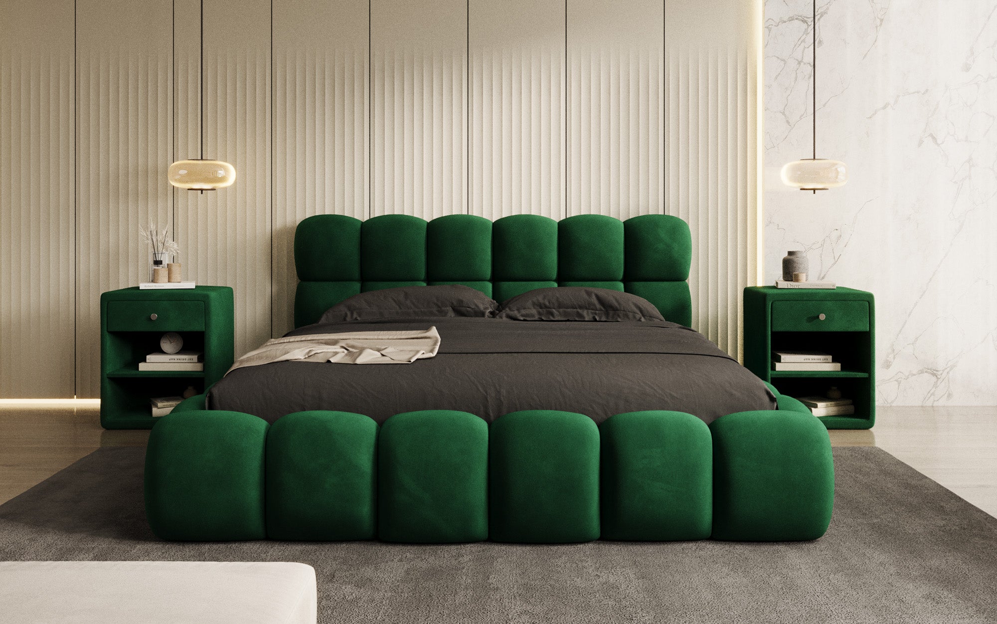 Designer Polsterbett Boston Samt mit Stauraum