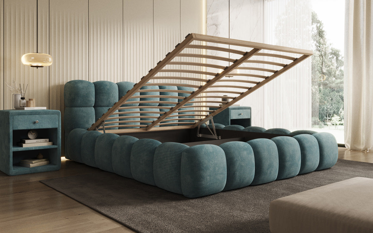 Designer Polsterbett Boston Cord mit Stauraum