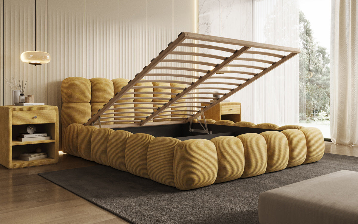 Designer Polsterbett Boston Cord mit Stauraum