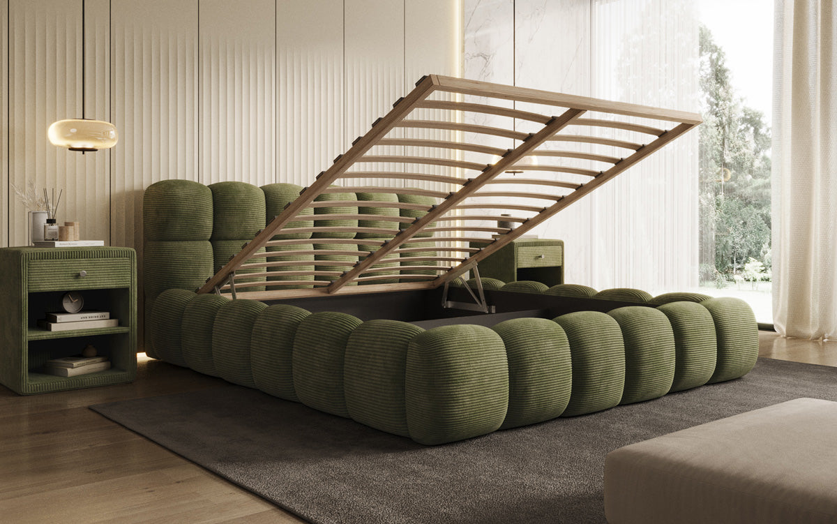 Designer Polsterbett Boston Cord mit Stauraum
