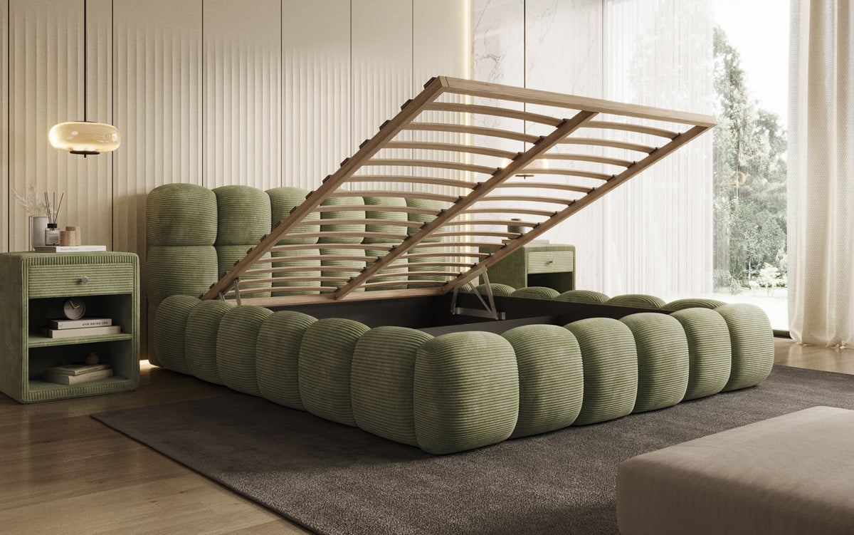 Designer Polsterbett Boston Cord mit Stauraum