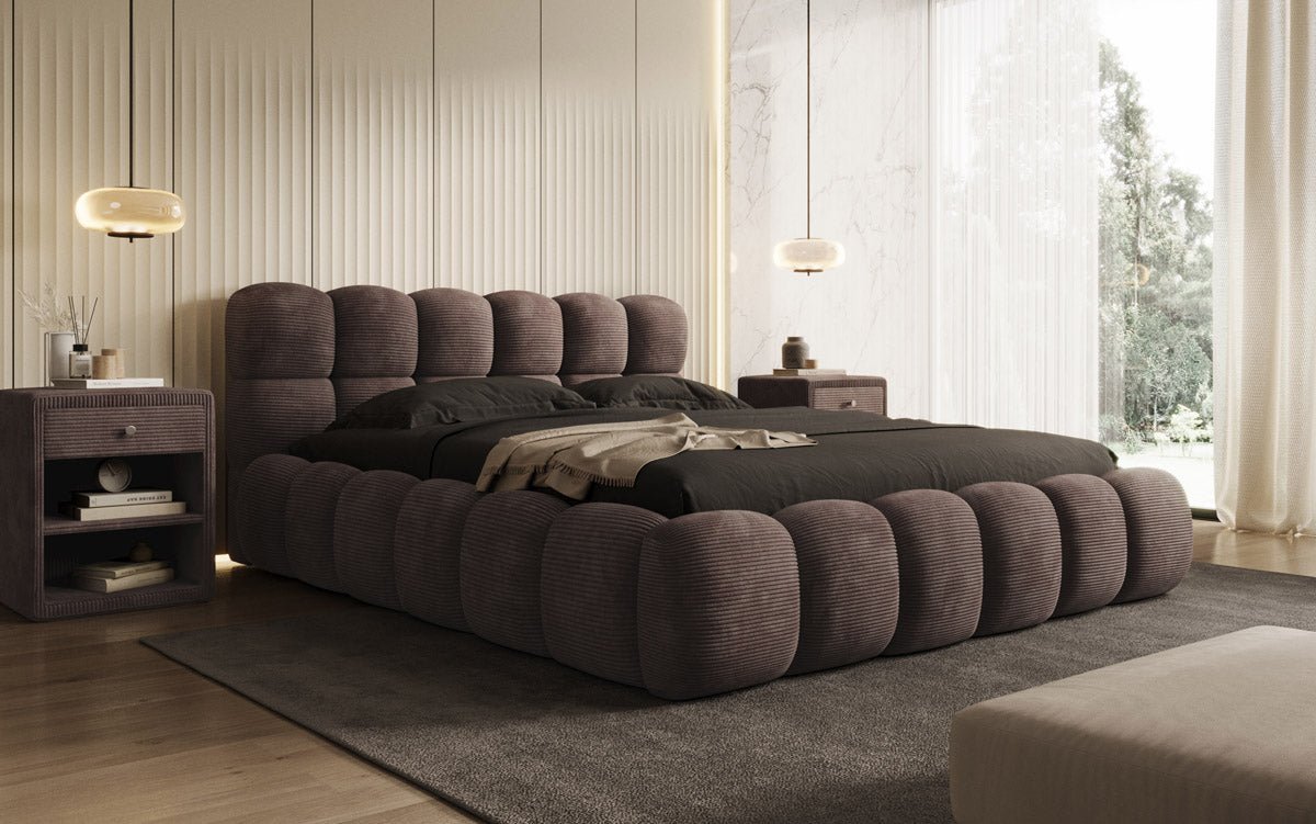 Designer Polsterbett Boston Ribstof met opbergruimte