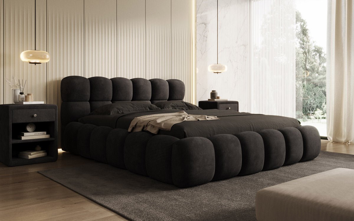 Designer Polsterbett Boston Ribstof met opbergruimte
