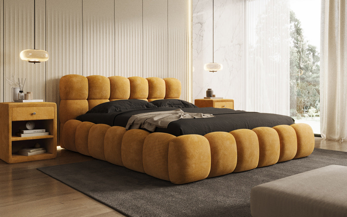 Designer Polsterbett Boston Cord mit Stauraum