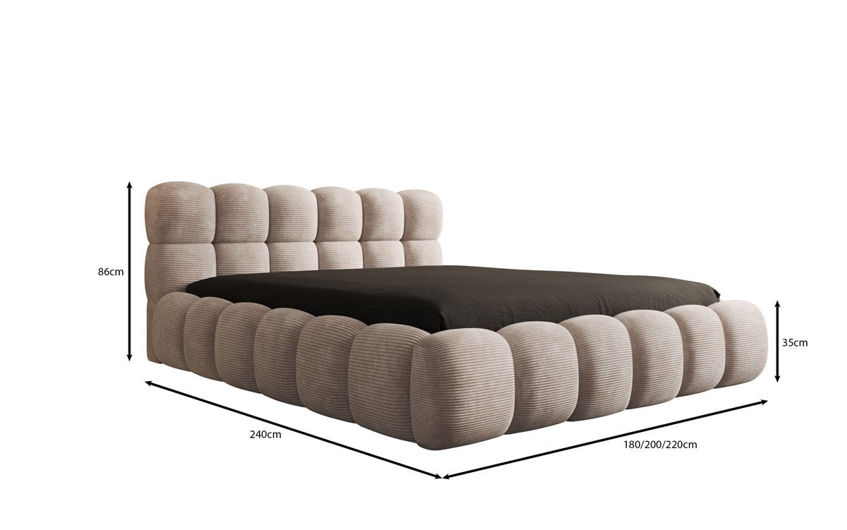 Designer Polsterbett Boston Ribstof met opbergruimte