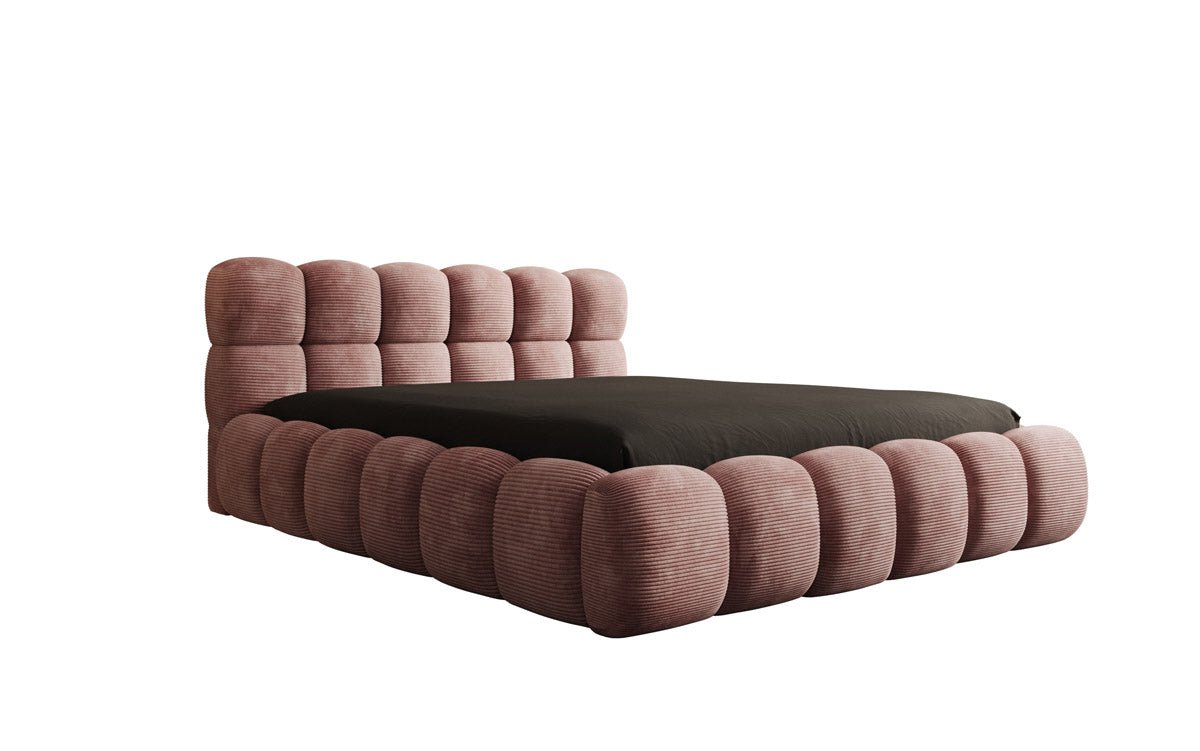 Designer Polsterbett Boston Ribstof met opbergruimte