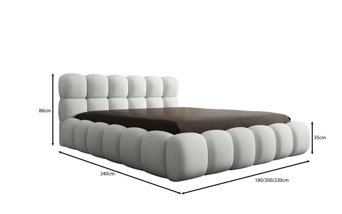 Designer gestoffeerd bed Boston Bouclé met opbergruimte