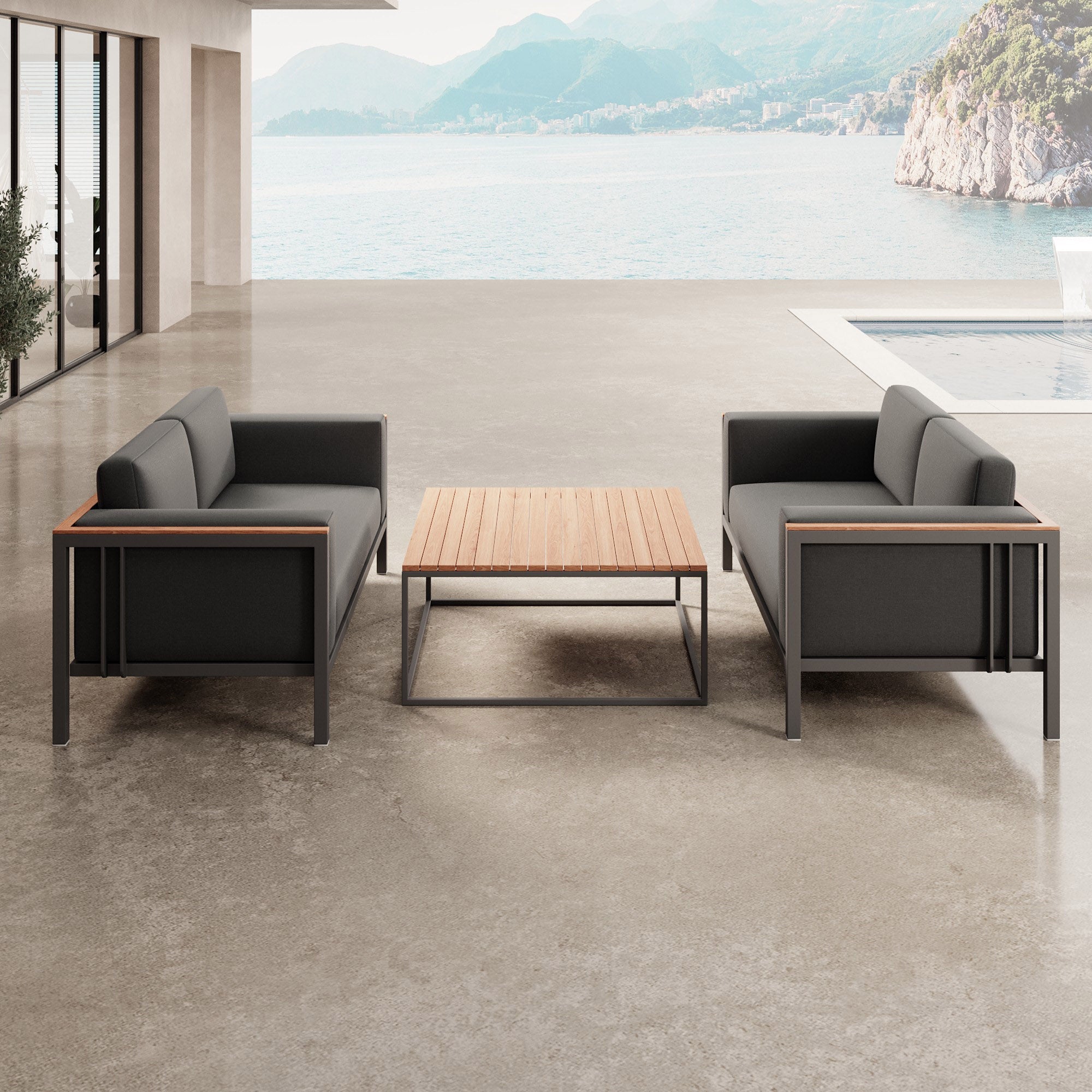 Euphoria – 2 canapés de salon et une table en aluminium | Collection Aevora™