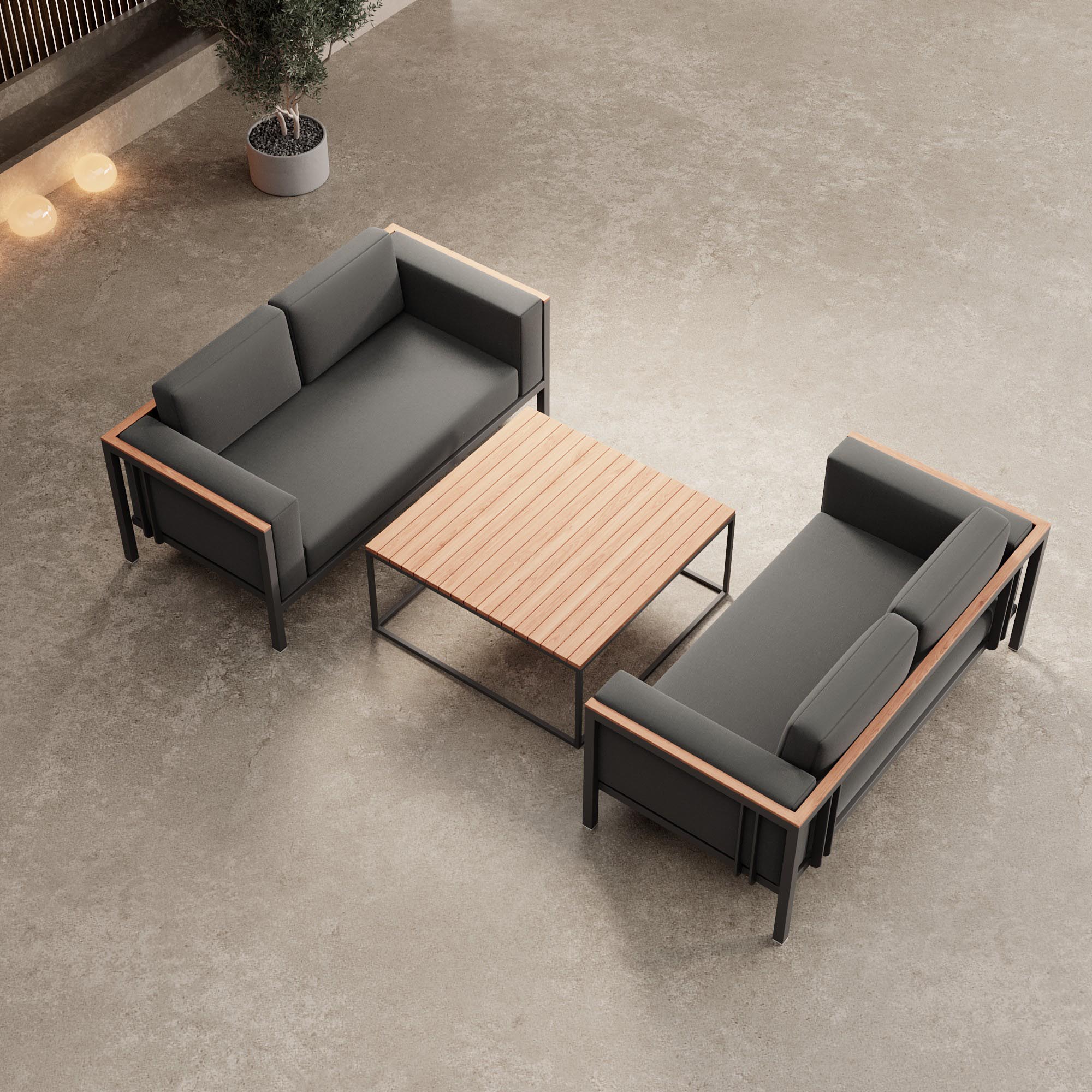 Euphoria – 2 canapés de salon et une table en aluminium | Collection Aevora™