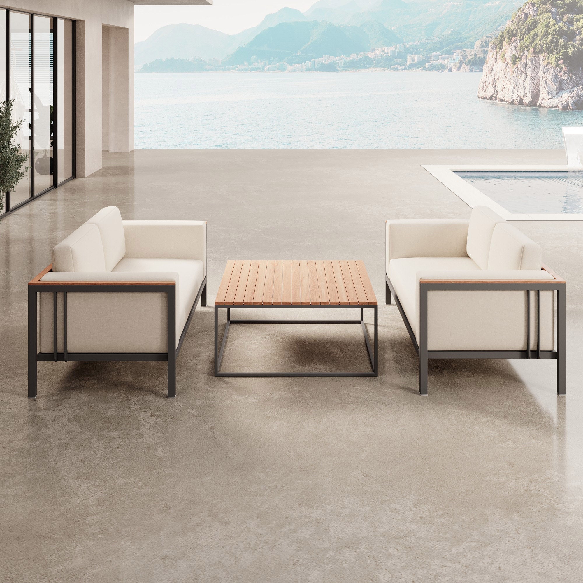 Euphoria – 2 canapés de salon et une table en aluminium | Collection Aevora™