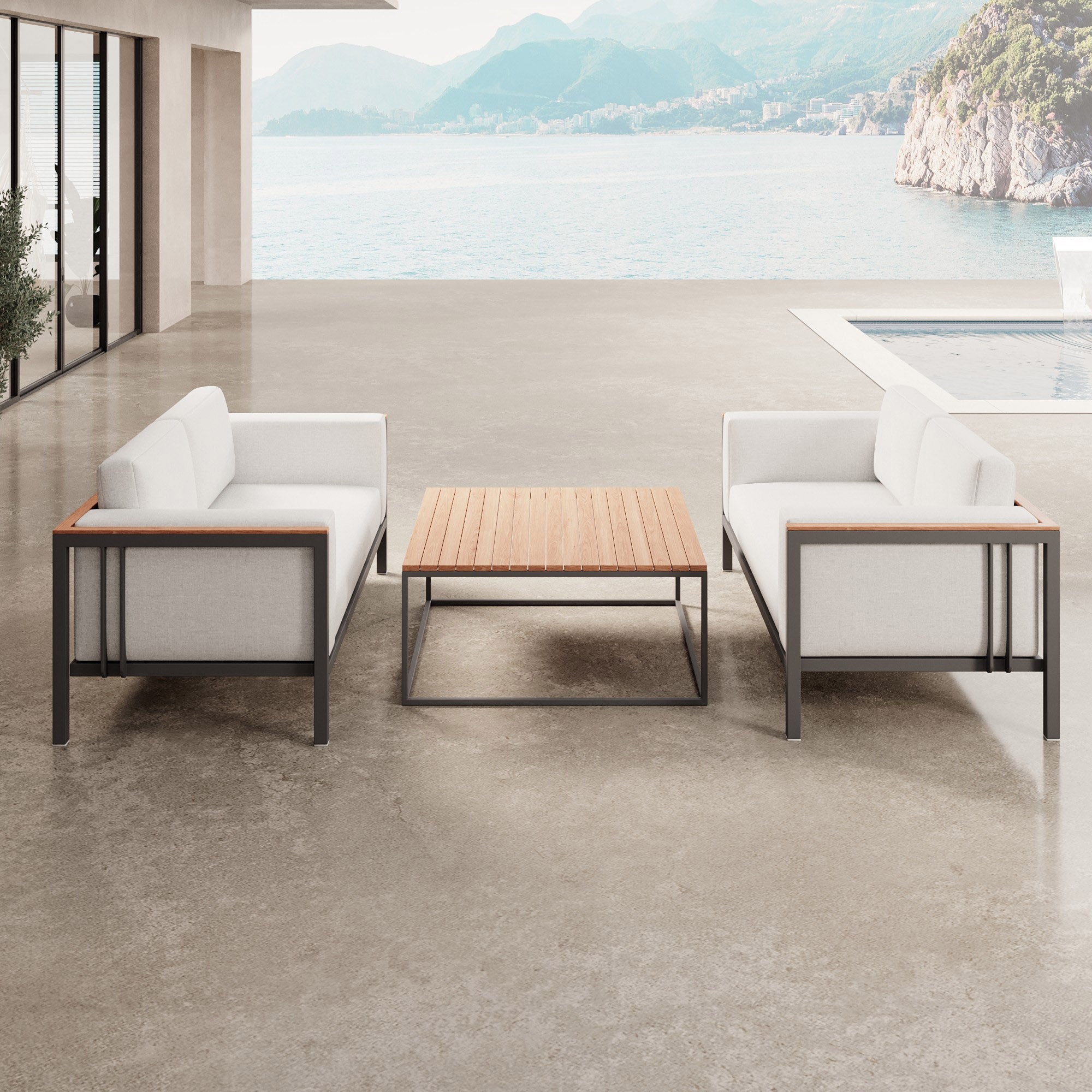 Euphoria – 2 canapés de salon et une table en aluminium | Collection Aevora™