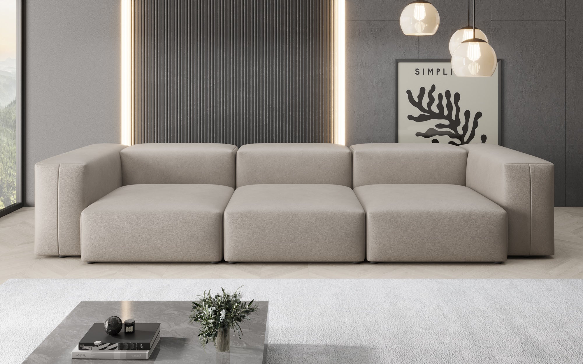 Designer 3 Sitzer Sofa Snug in Echtleder