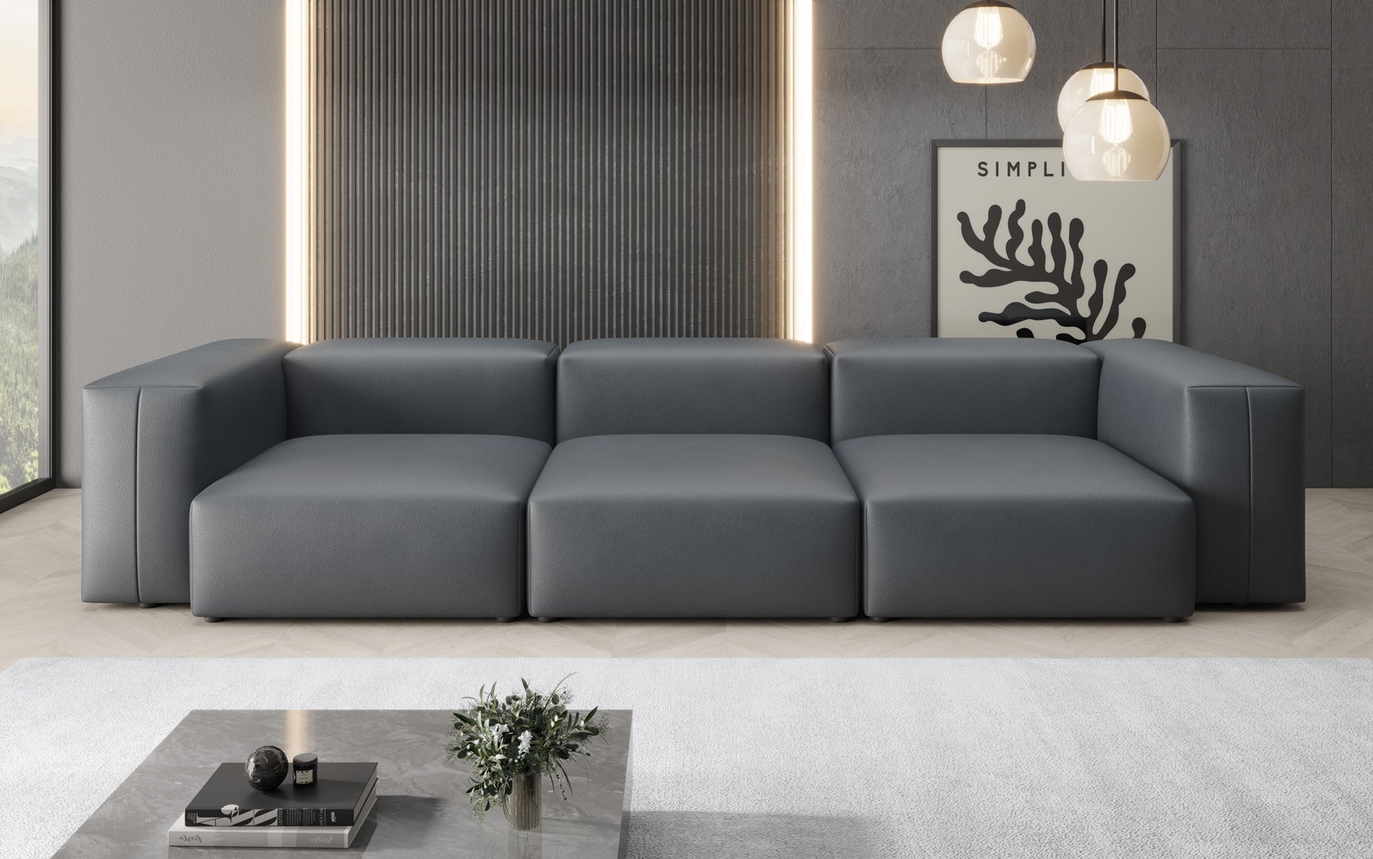 Designer 3 Sitzer Sofa Snug in Echtleder
