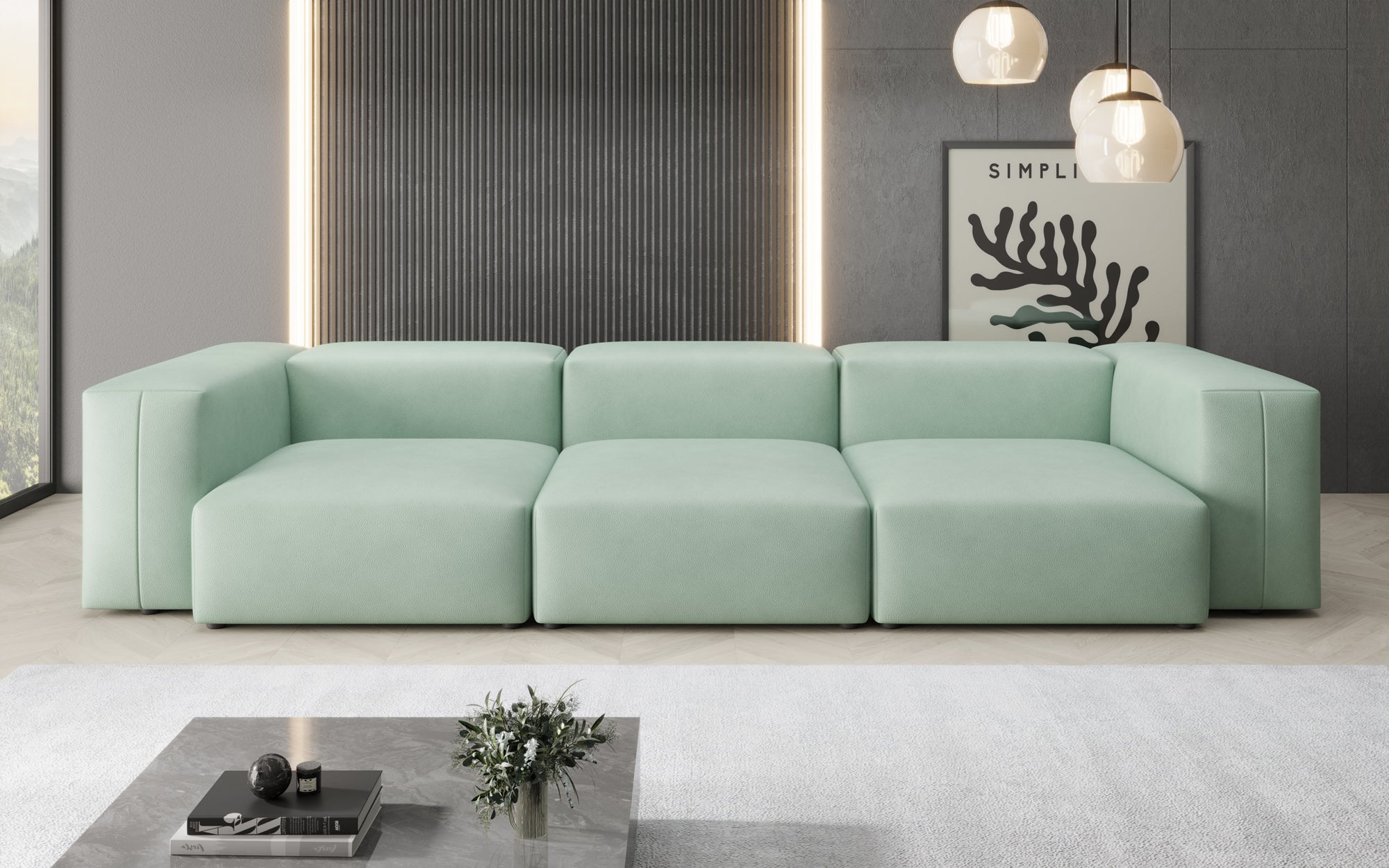 Designer 3 Sitzer Sofa Snug in Echtleder