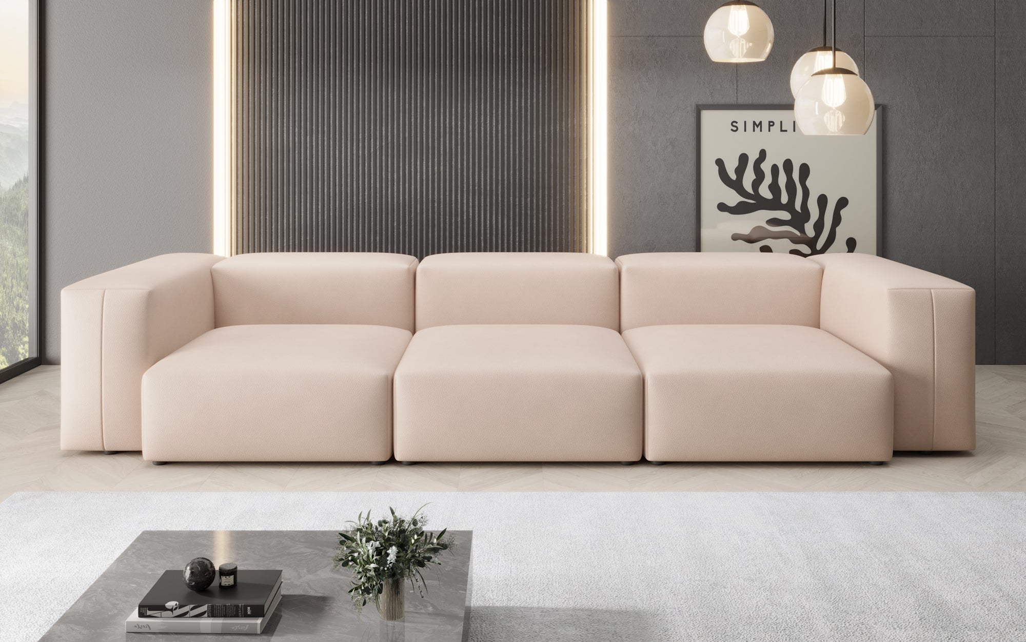 Designer 3 Sitzer Sofa Snug in Echtleder
