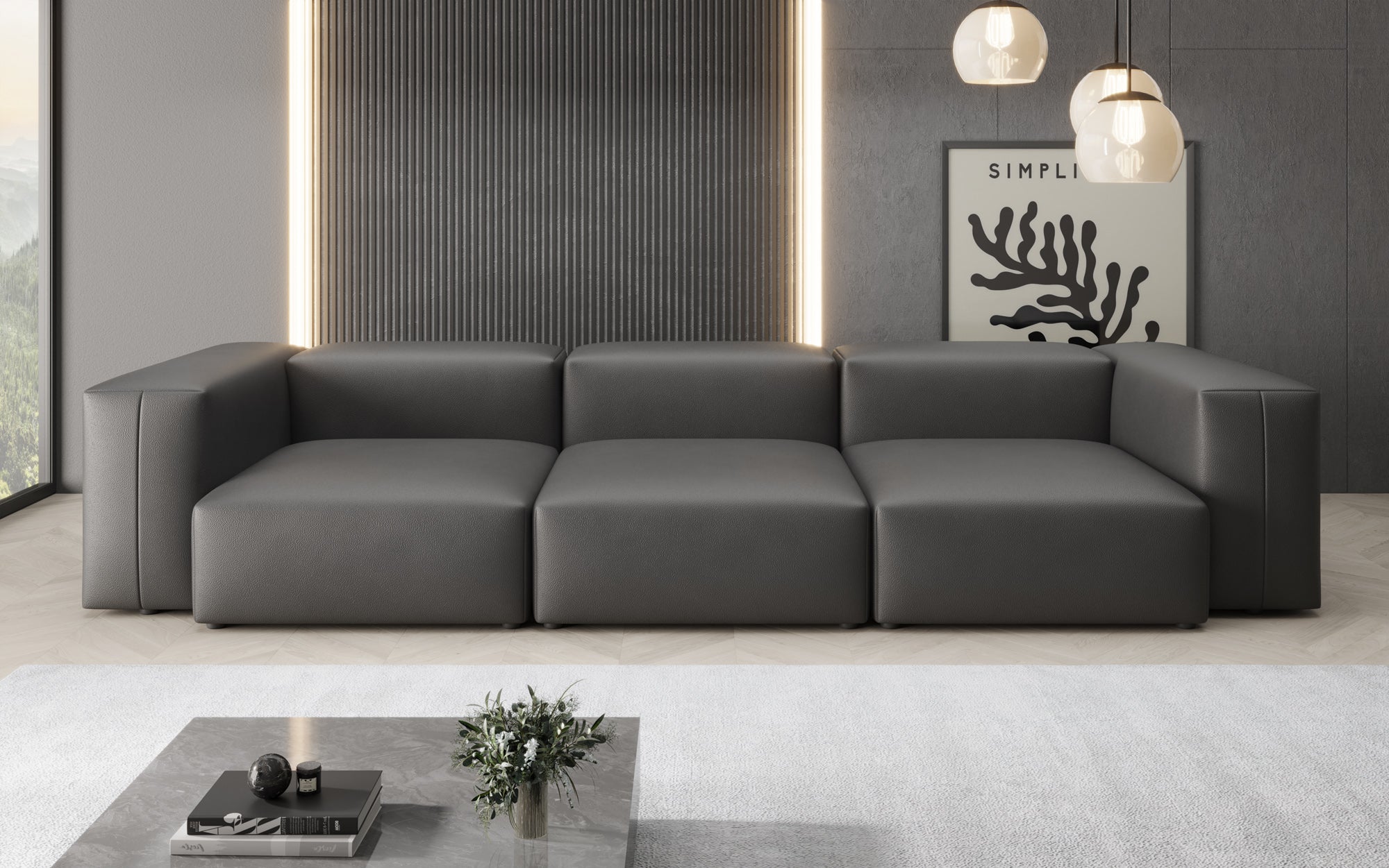 Designer 3 Sitzer Sofa Snug in Echtleder