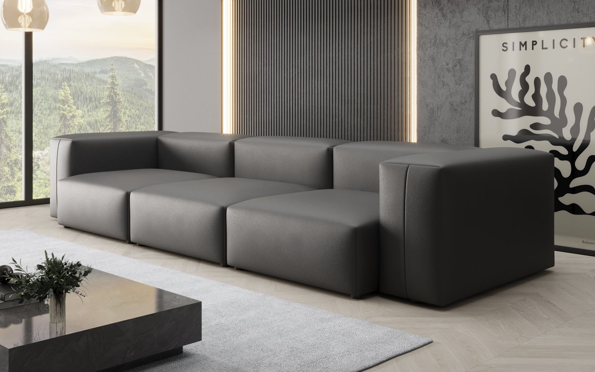 Designer 3 Sitzer Sofa Snug in Echtleder