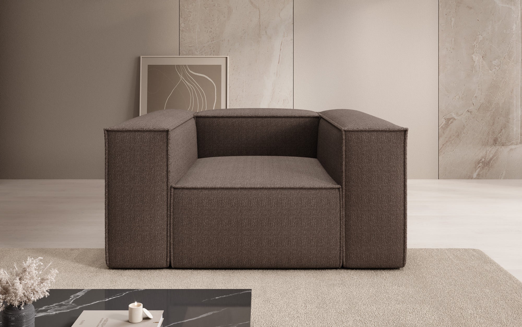 Designer Sofa-Sessel Lesley in Bouclé