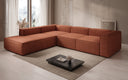 Designer Ecksofa Lesley mit langer Ottomane in Strukturstoff